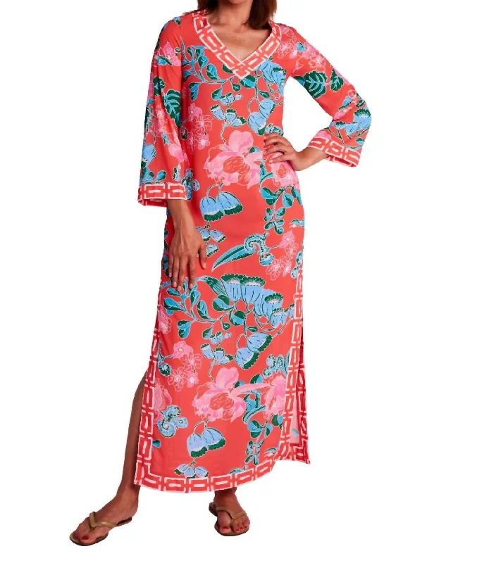 Peppin Caftan Cordelia Dress In Coral Multi