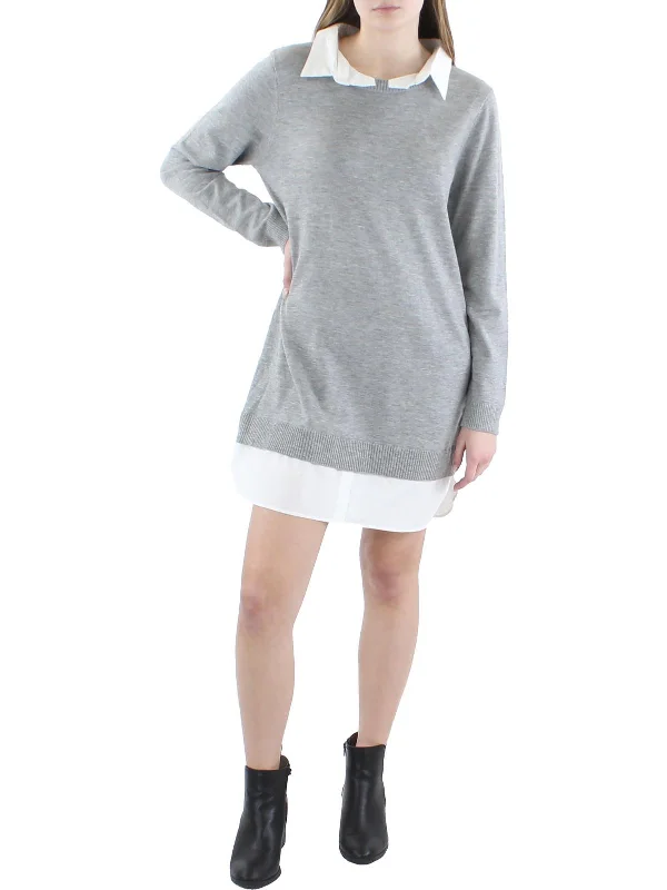 Womens Layered Collared Sweaterdress