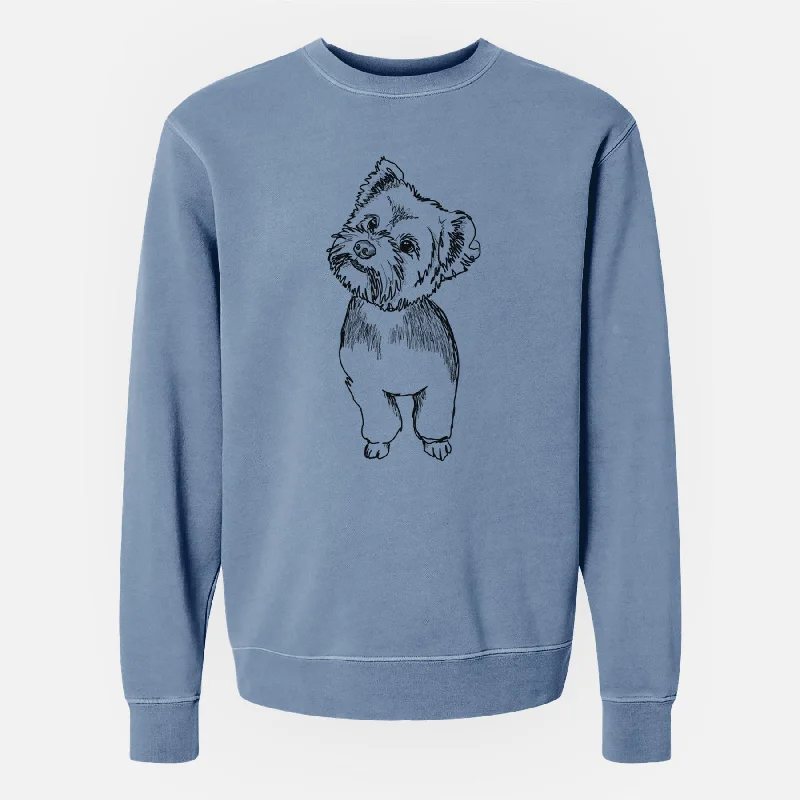 Doodled Margie Mae the Yorkshire Terrier - Unisex Pigment Dyed Crew Sweatshirt