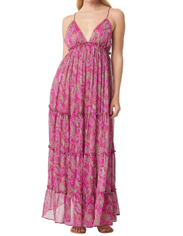 Lia Dress In Fuschia Paisley