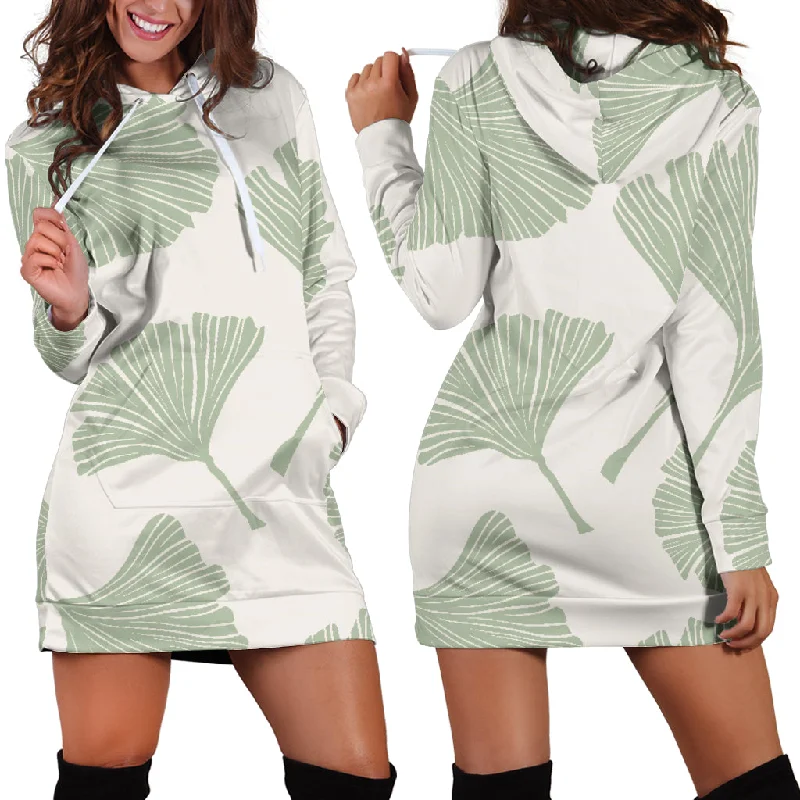 Ginkgo Leaves Pattern Women'S Hoodie Dress