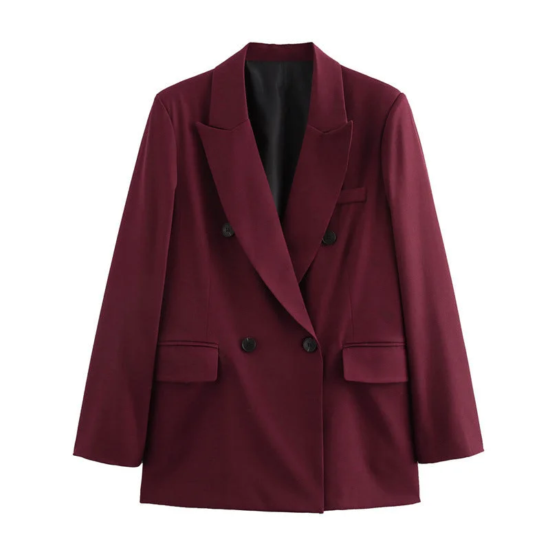 Women's Double Breasted Suit Jacket Blazer