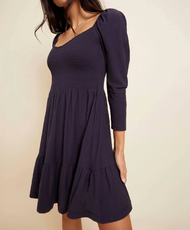 Noel Babydoll Dress In Navy