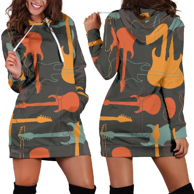 Electric Guitars Pattern Women'S Hoodie Dress