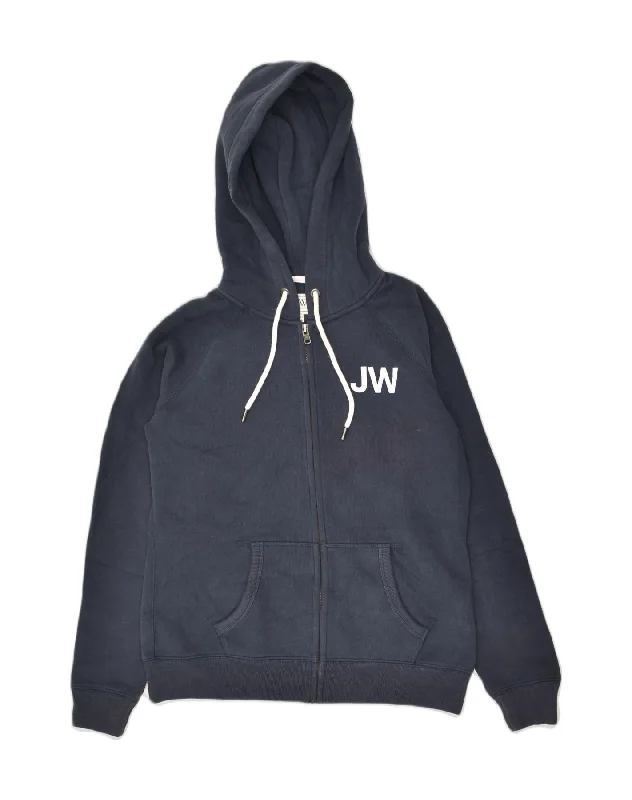 JACK WILLS Womens Zip Hoodie Sweater UK 12 Medium  Navy Blue Cotton