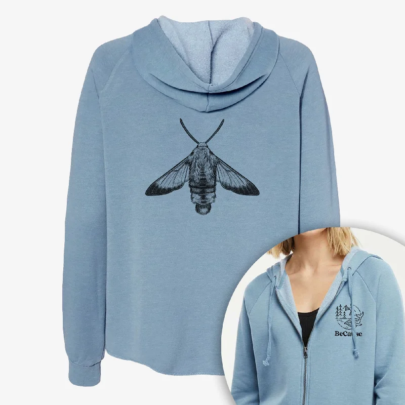 Snowberry Clearwing Moth - Hemaris diffinis - Women's Cali Wave Zip-Up Sweatshirt