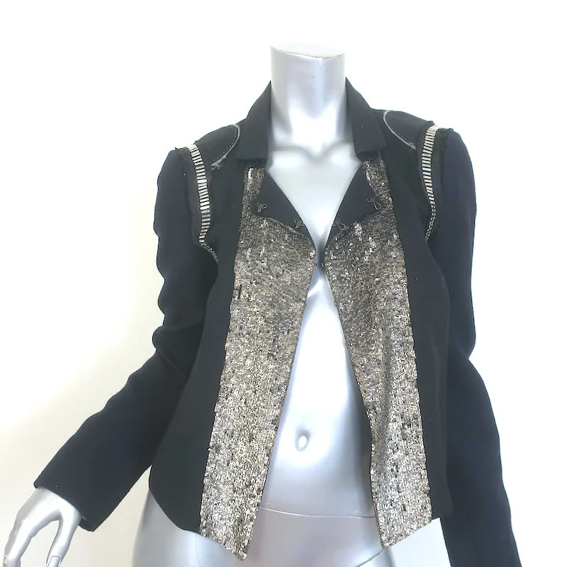 Chloe Two-Tone Sequined Jacket Black & Navy Wool-Cashmere Size 40