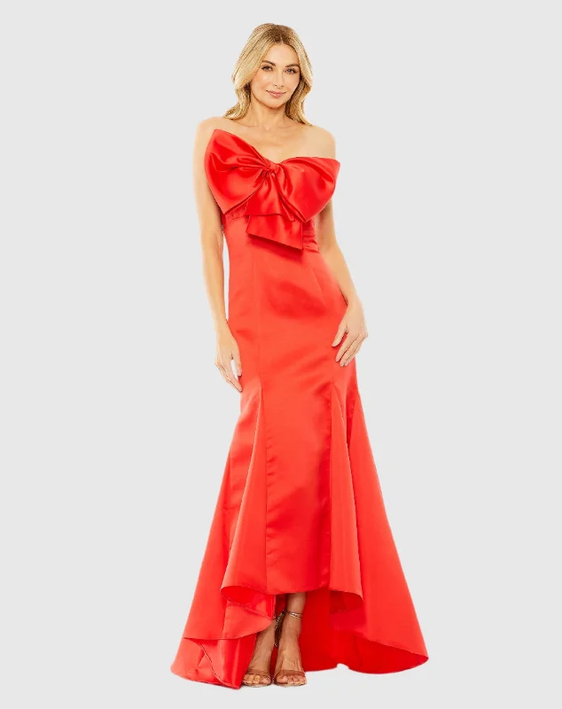 Red Strapless Bow Mermaid Gown