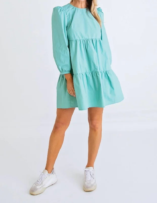 Jade Poplin Tier Dress In Mint