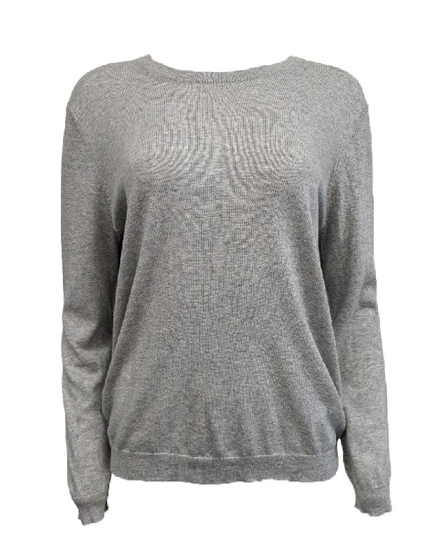 GANT RUGGER Women's Light Grey Cotton Silk Blend Crue Sweater 488813 Size XL