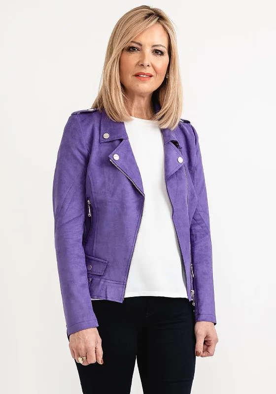 Seventy1 Faux Suede Biker Jacket, Purple