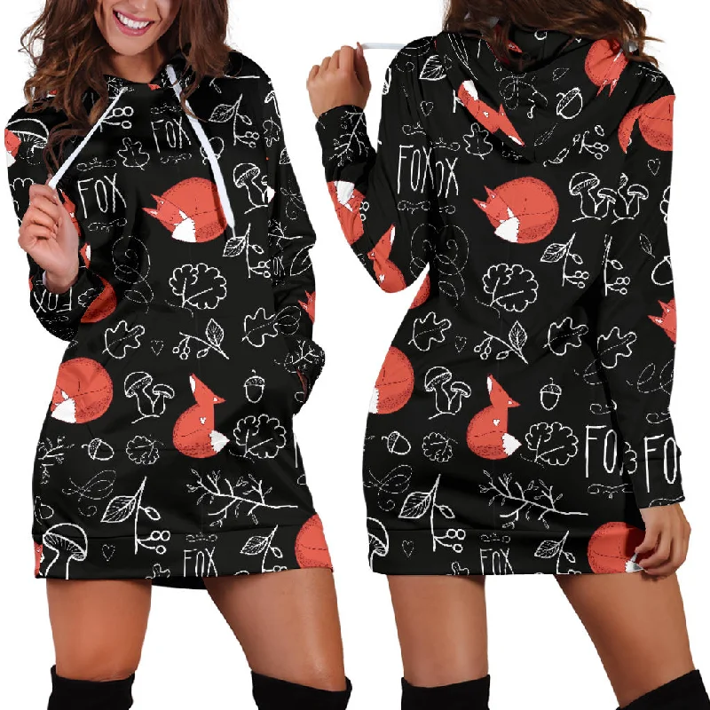 Fox Sleeping Fox Pattern Women'S Hoodie Dress