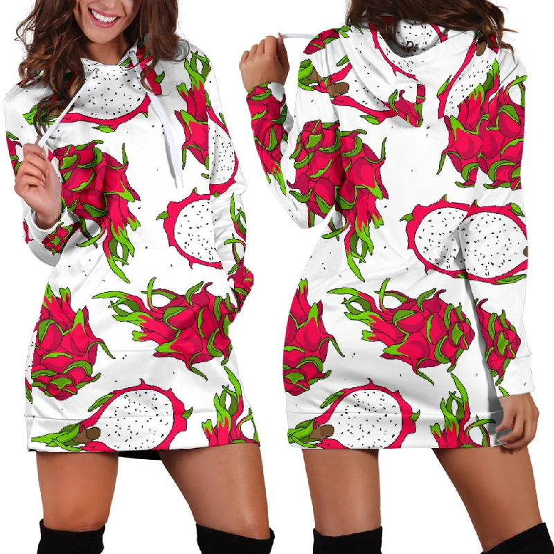 Dragon Fruits White Background Women'S Hoodie Dress