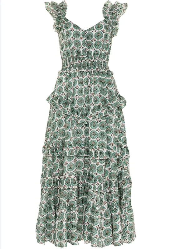 Alex Midi Dress In Mint/mauve