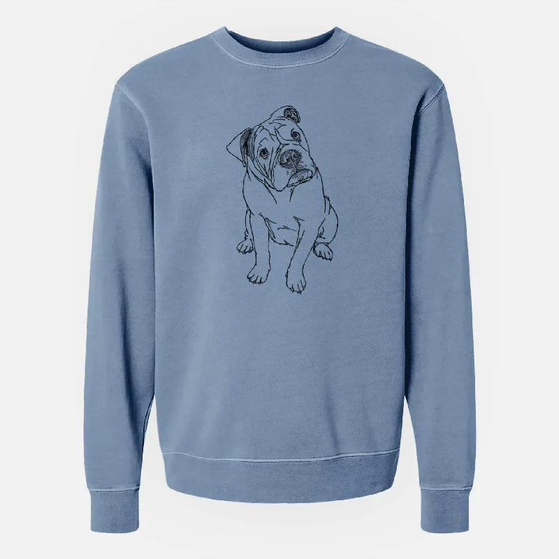 Doodled Archie the Olde English Bulldog - Unisex Pigment Dyed Crew Sweatshirt