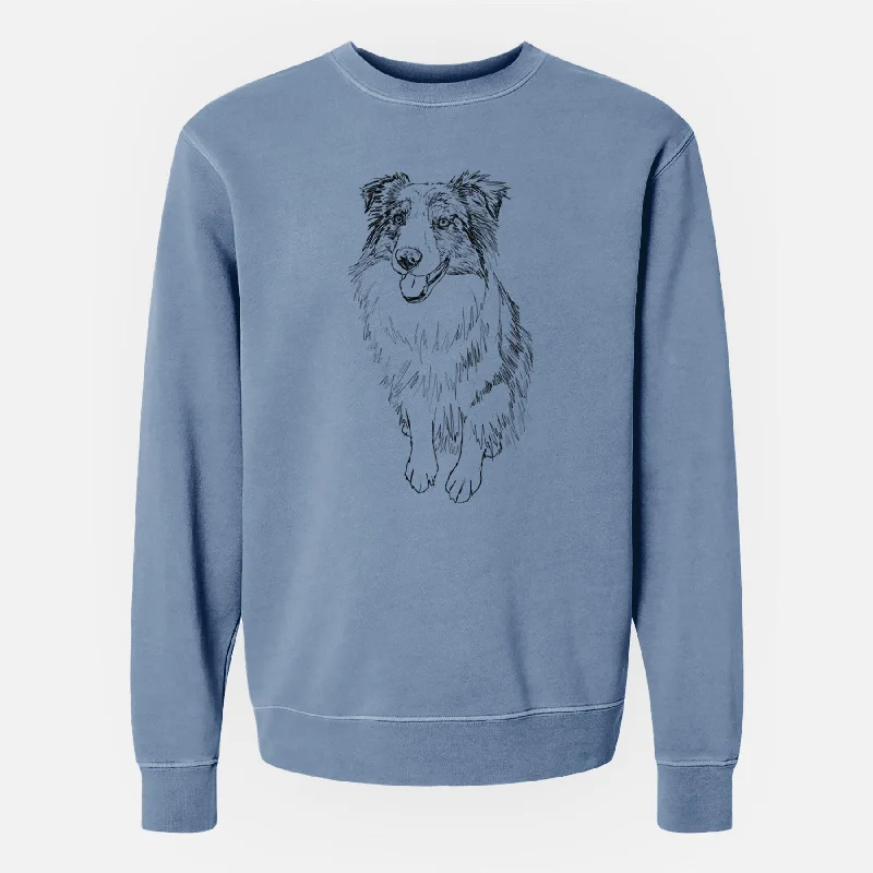 Doodled Daisy the Australian Shepherd - Unisex Pigment Dyed Crew Sweatshirt