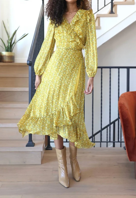 Esther Midi Dress In Tumeric Yellow