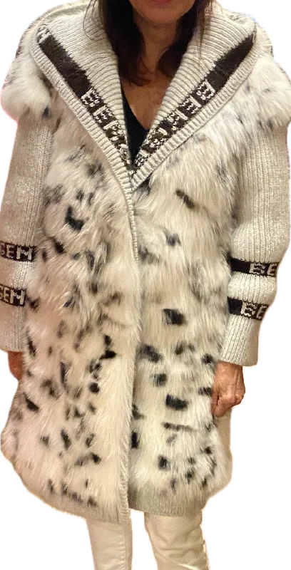 Bergen Of Norway Luxury Freyja Fox Fur /Knit Coat AFREAD ON SALE1