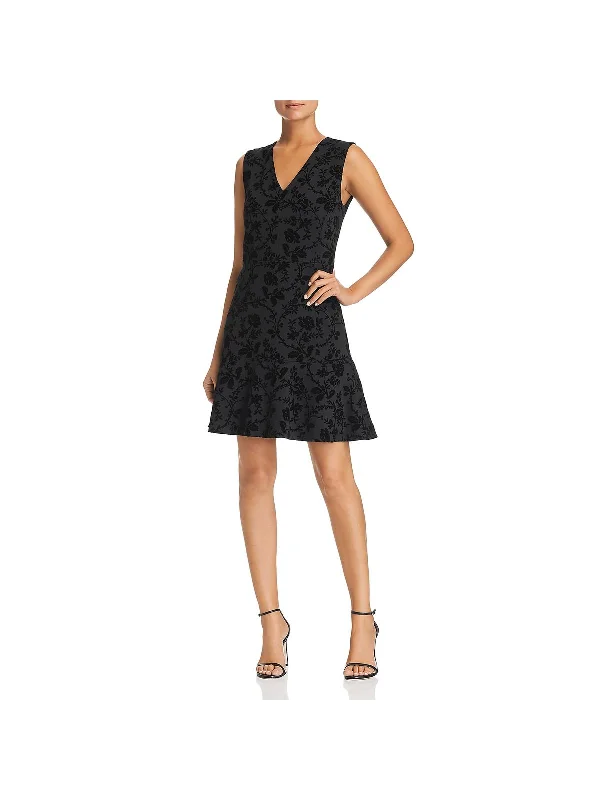 Mirella  Womens Velvet Floral Print Party Dress