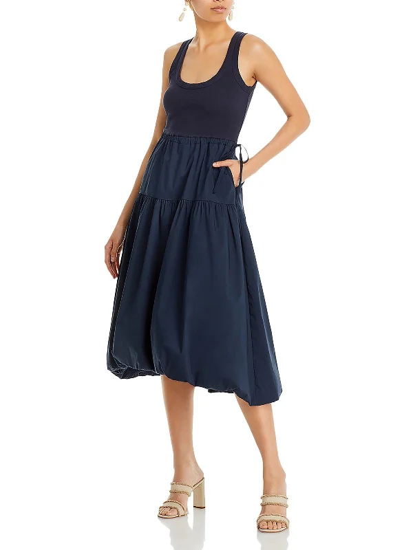 Jaelyn Womens Cotton Midi Fit & Flare Dress